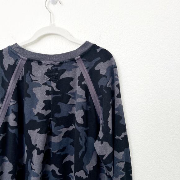 [PrAna] Cozy Up Nautical Blue Camouflage Oversized Crew Neck Sweatshirt Size 1X - Picture 7 of 10
